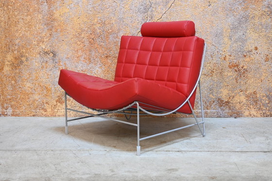 Image 1 of Red leather Leolux Volare designer armchair