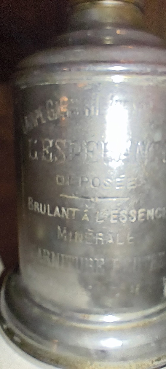 Antique Mineral Essence Table Lamp "L'Espérance" – Glass, Metal (photo 9 of 11)