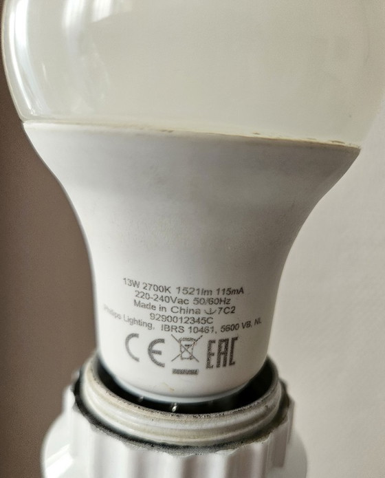 Image 1 of Large Chinese Porcelain Vase Lamp with Phoenix and Peony Decoration, Qianlong Style Calligraphy, H36cm, Excellent Condition