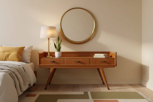 Italiaanse kaptafel uit de jaren 50, op maat gemaakt door La Permente, van kersenhout.