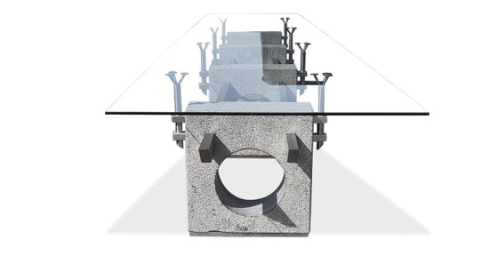 Image 1 of Enorme brutalistische betonnen vergader- of eettafel, jaren 70
