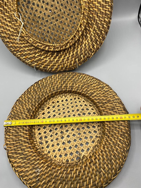 2 gevlochten placemats van rotan en opengewerkt riet, 33 cm, vintage bohemian stijl – Decoratieve objecten (photo 3 of 3)