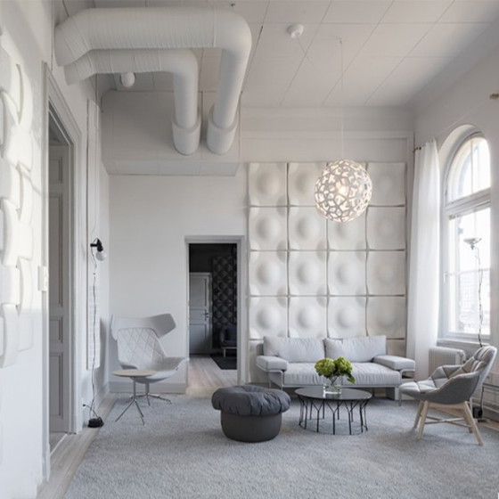 Image 1 of Offecct soundwave swell akoestische 3D design panelen grijs vilt, modulair