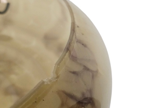 Image 1 of Art Deco - bowl lamp - marbled glass - pendant lamp - France - 30s