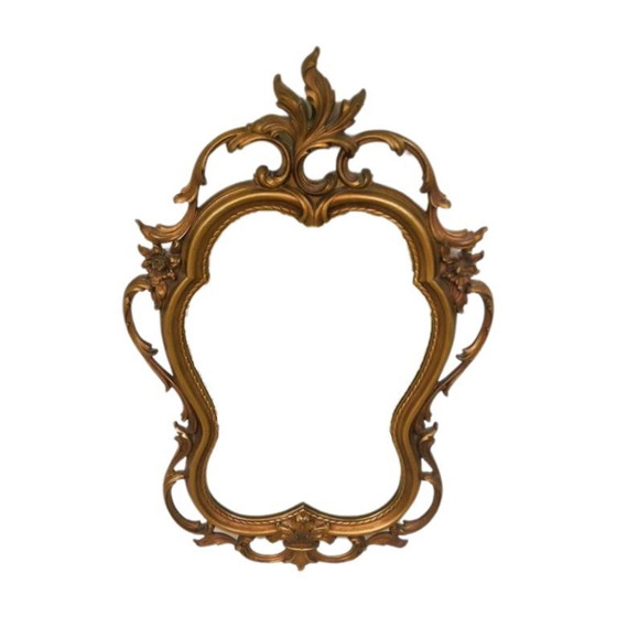Image 1 of Vintage French Country Syroco Gold Wall Mantel Mirror with Scrolls and Flourishes