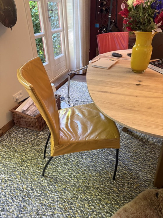 Set aus 4 Esszimmerstühlen, mehrfarbiges Leder, Montis, Metall, Blau, Modern (Foto 4 von 5)