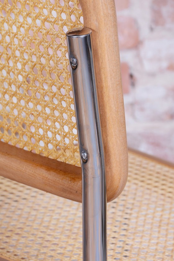 Restored Bauhaus Cesca Chair, by Marcel Breuer, Chrome, Beech, Italy, 1980s, Dining chairs, Rattan, Wood (photo 12 of 15)