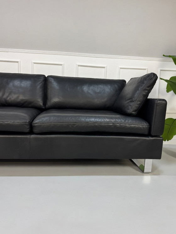 Image 1 of Brühl Alba Sofa Schwarz Leder Designer Couch Schlaffunktion