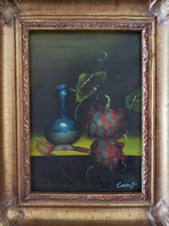 Image 1 of ORIGINAL Ölgemälde auf Karton inkl. Rahmen | Stillleben/Weintrauben | Signiert