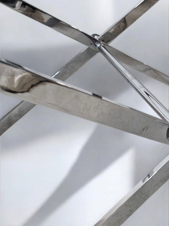 Image 1 of tavolino da caffè in vetro cromato dal design vintage, tavolino da divano, tavolino laterale