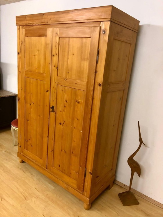 Image 1 of Country-style wardrobe, Art Nouveau wardrobe, farmhouse wardrobe, softwood wardrobe circa 1900
