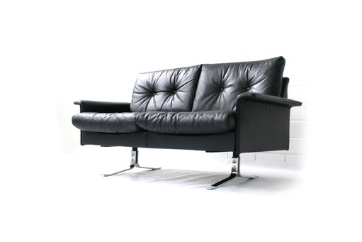 Rudolf Horn for Röhl Potsdam, Executive Leather Lounge Sofa, chrome Base, 1960s