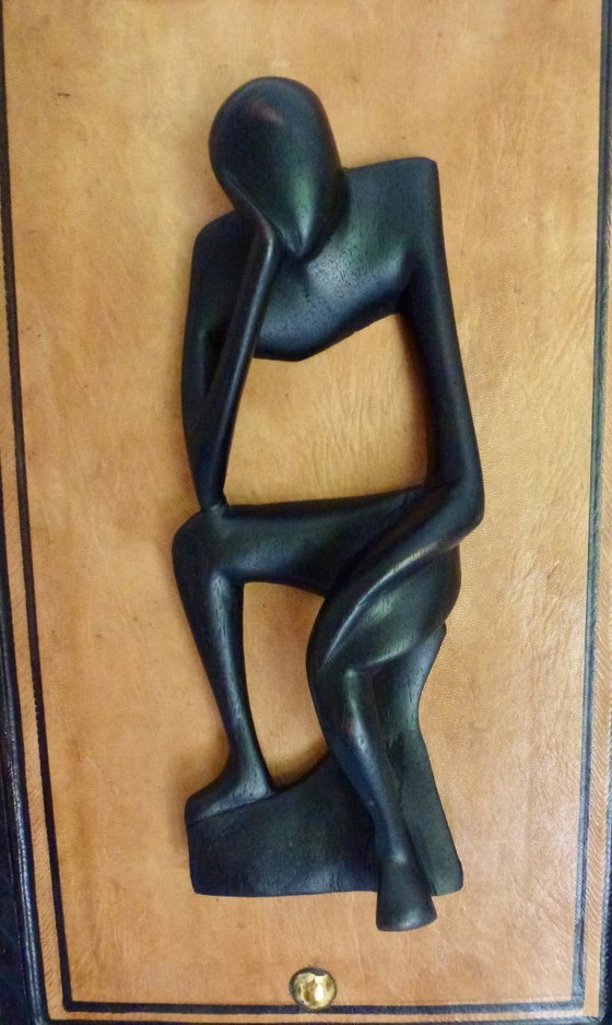 Image 1 of Wandpaneel met abstracte 3-D interpretatie van "De Denker”.