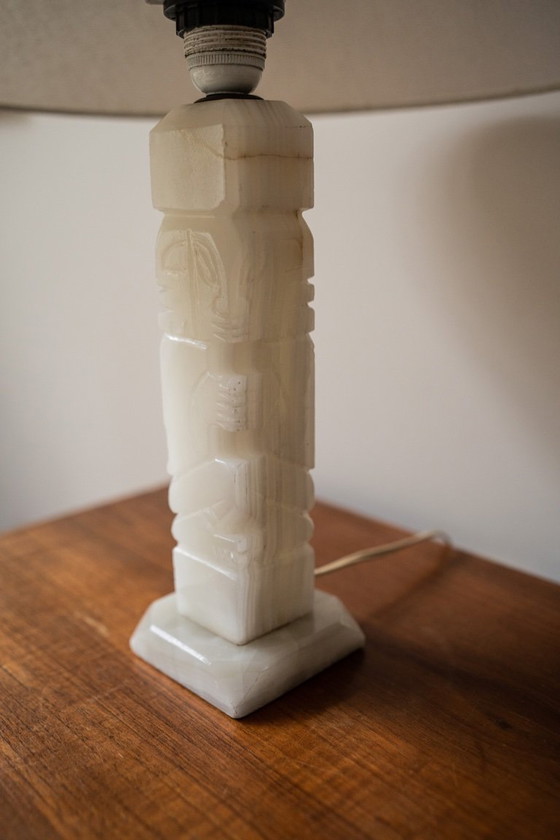 Image 1 of Vintage Off white onyx table lamp