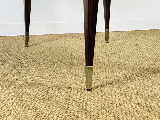 Image 1 of Table de salle à manger art déco en ébène de macassar avec rallonges, 1940