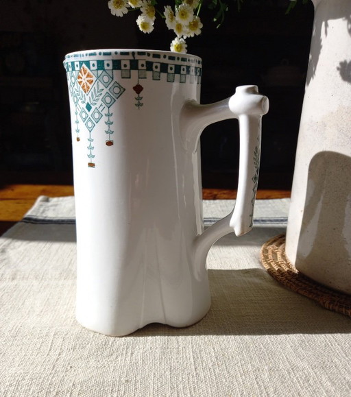 Art Deco Ironstone Pitcher, Longwy, 1911