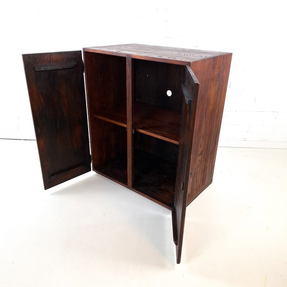 Image 1 of Vintage Art Deco style sideboard with rough dark brown wood