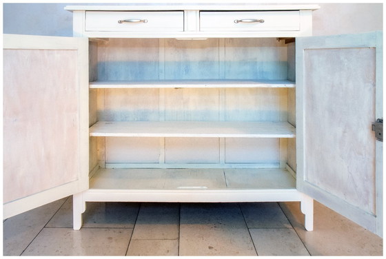 Image 1 of Parisian buffet in white wood and linen, 1950