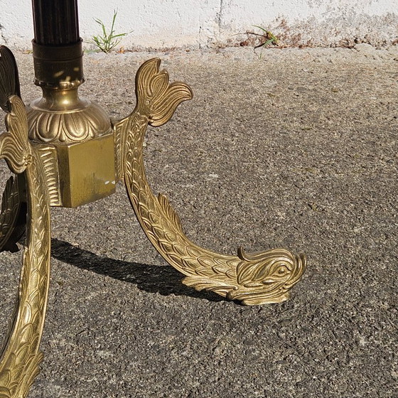 Image 1 of rench Víntage Marble and Bronze Coffee Table-round Cocktail Table-Style Louis XV-60s