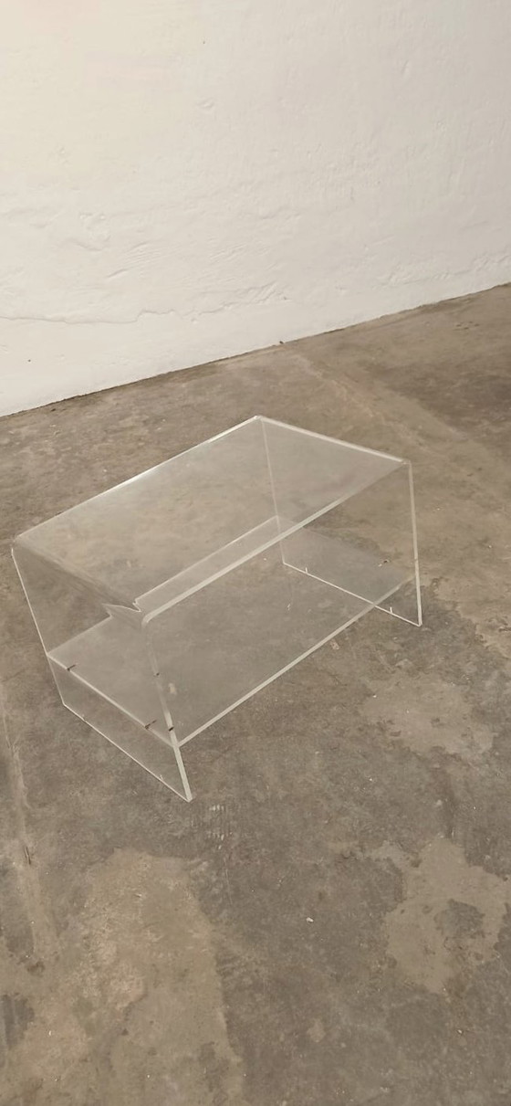 Image 1 of Vintage Space Age Plexiglas LP table side table 