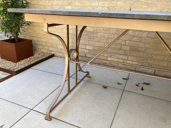 Cast iron garden table with hard stone top 160x80 cm – Metal (photo 6 of 8)