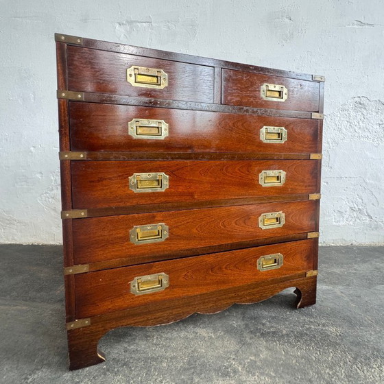 Image 1 of British Mahogany Military Chest, Early 1900s