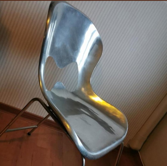 Image 1 of 3 chaises Umbra design de Karim Rashid, chaises de salle à manger en acier inoxydable
