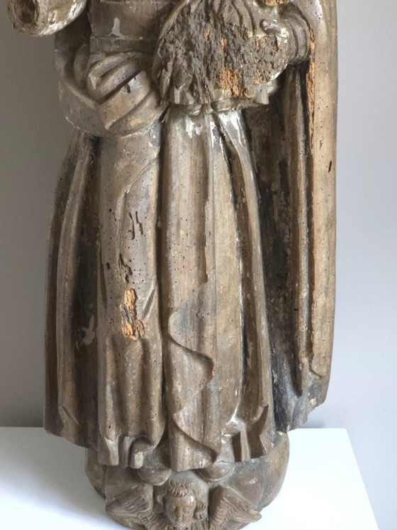 Monumental Estatua Antigua de Roble de la Virgen con el Niño – Siglo XVII (80 cm) – Esculturas, Wood (photo 4 of 6)