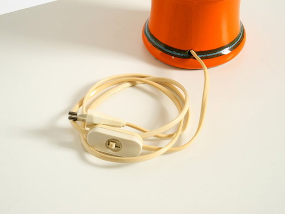 Beautiful 1960s Orange Ceramic Table Lamp With Cocoon Shade | Made in Italy (photo 20 of 20)