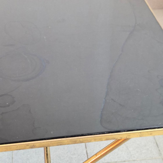 Image 1 of Vintage 1970s Maison Jansen coffee table in bronze and glass with goat's feet, 70s chic