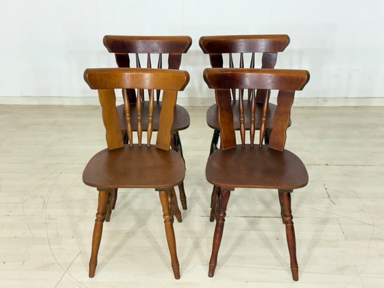 Image 1 of Set of 4 vintage wooden chairs – country style dining chairs / chairs