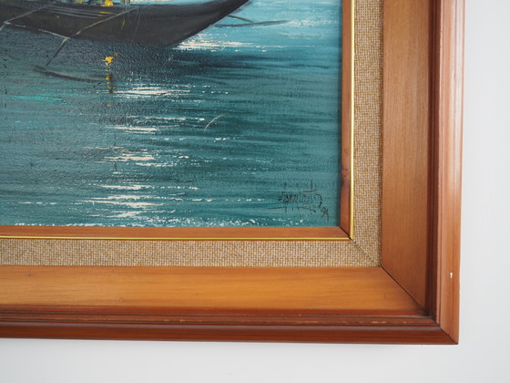 Image 1 of Tableau "La pêche de nuit", design scandinave, années 1970