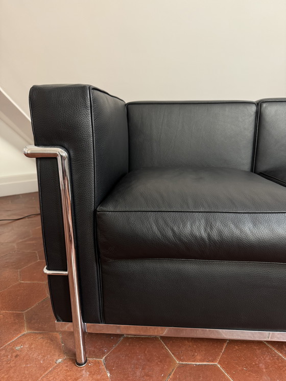 Image 1 of Set da soggiorno di design – Pelle nera e acciaio