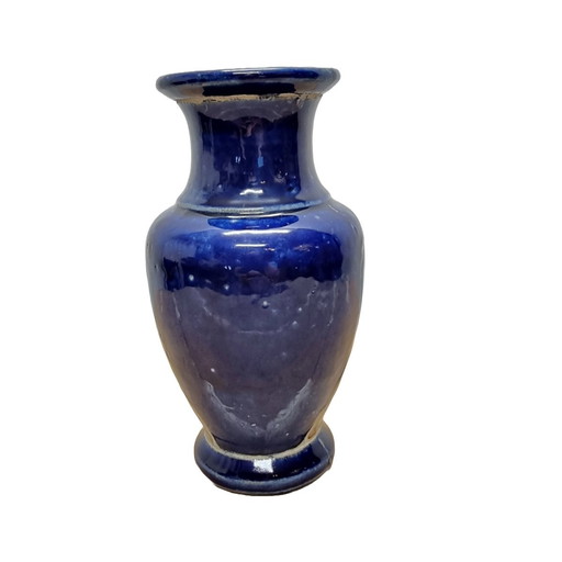 Vintage French Ceramic Cobalt Blue Vase