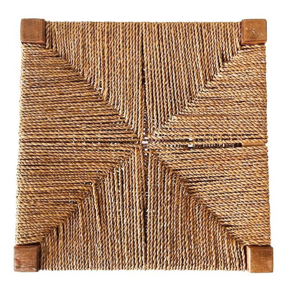 Image 1 of Vintage mid-century deens design houten kruk met touw zitting 1960's