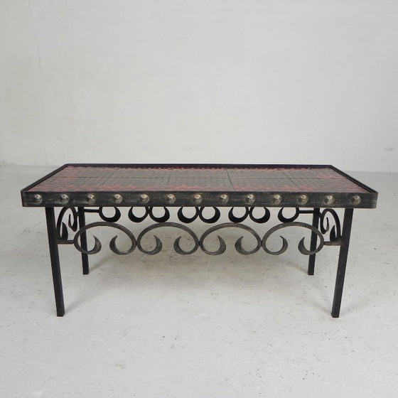 Mid Century Brutalist Tegeltafel, Met 10 Tegels En Stalen Frame, Jaren 60 – Bijzettafels, Iron, Ceramic (photo 12 of 22)