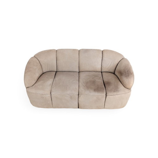 Sofá vintage de dos plazas de ante Piccolino original de Walter Knoll