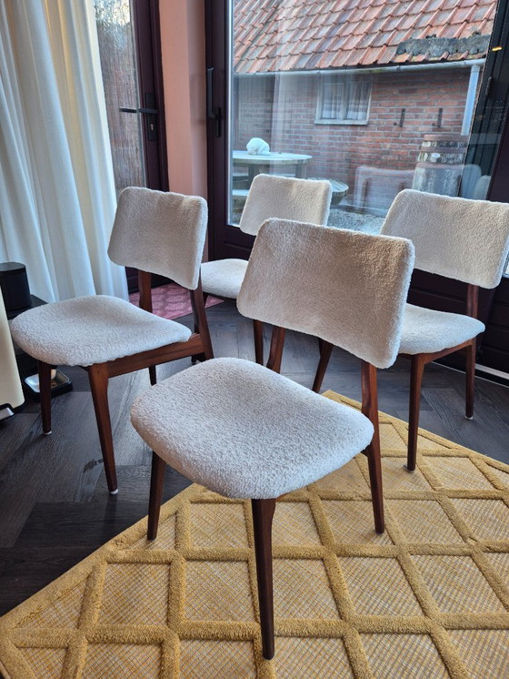 Image 1 of Vintage Danish style dining chairs teddy fabric