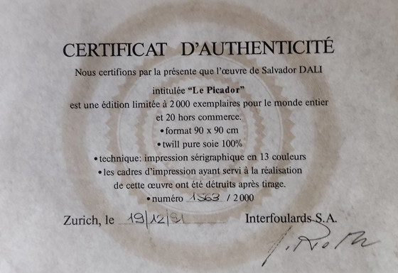 Image 1 of Serigraphien auf reiner Twill-Seide von Salvador Dalí