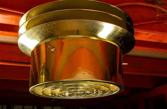 Image 1 of Pair of Danish ceiling lights in Brass model T742 by Hans Agne Jakobson 1960.