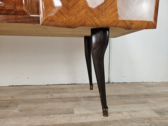 Image 1 of Mahogany-clad sideboard with glass top