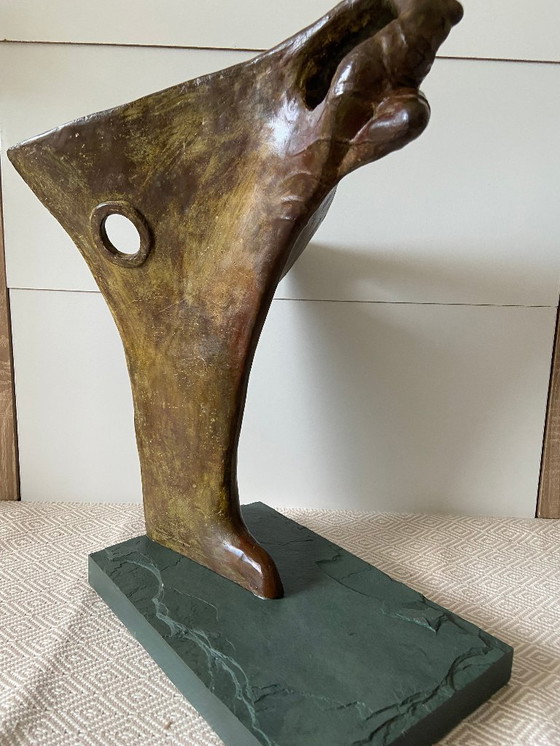 Image 1 of Escultura contemporánea en bronce macizo: Proa de barco y sirena, firmada ORTIZ