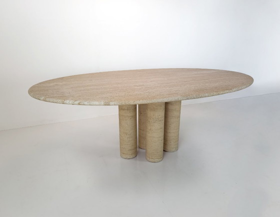 Image 1 of Mario Bellini – Il Colonnato – Italiaanse travertin eettafel, ca. 1980