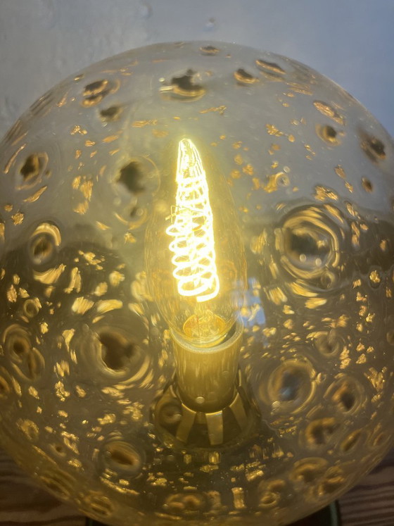 Image 1 of Vintage Bubble Glass Table Lamp Mid-Century with Gold Elements