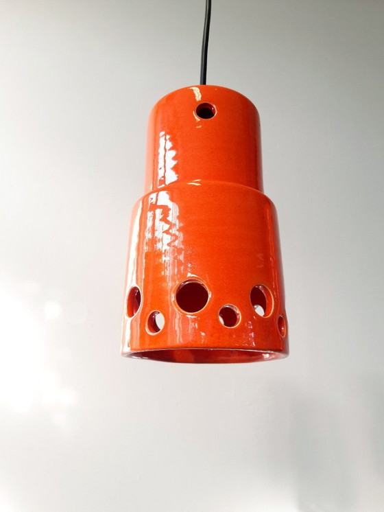 Image 1 of 1 van 3 keramieken aardewerken vintage hanglampen, West Germany fat lava stijl, keramische retro hanglampen