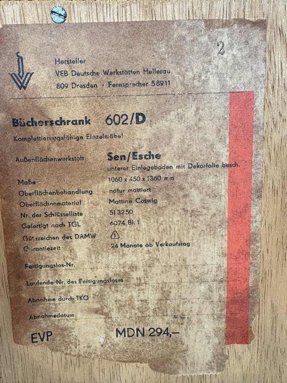 Image 1 of Vintage klassieke kast/plank/hoge kast – Sen/Ash – VEB Hellerau