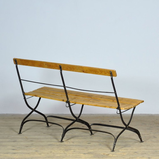 Folding garden bench in wood and metal, circa 1920, Garden benches, Brown, Rustic (photo 14 of 14)