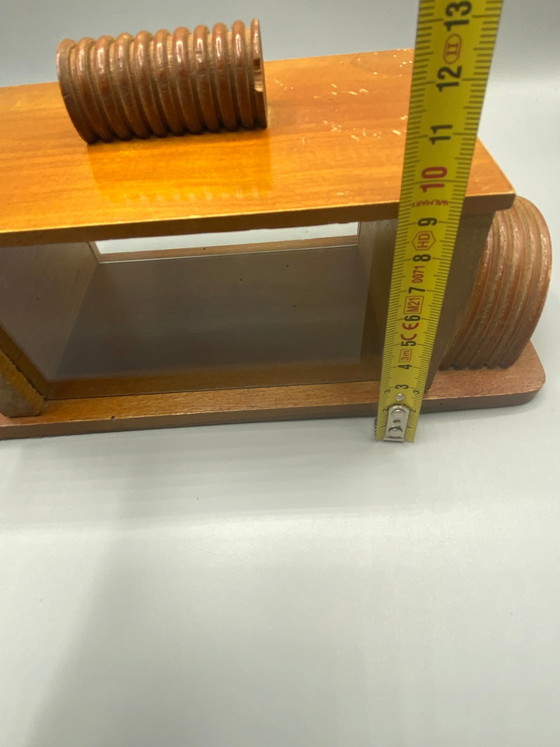 Scatola per biscotti in legno stile Art Déco con coperchio scorrevole in vetro. – Oggetti decorativi, Wood (photo 9 of 9)