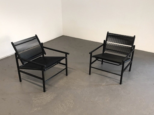 Twee Fly Line loungestoelen, G. Belotti voor CMP Padova – stoelen fauteuils, Metal, Plastic (photo 2 of 11)