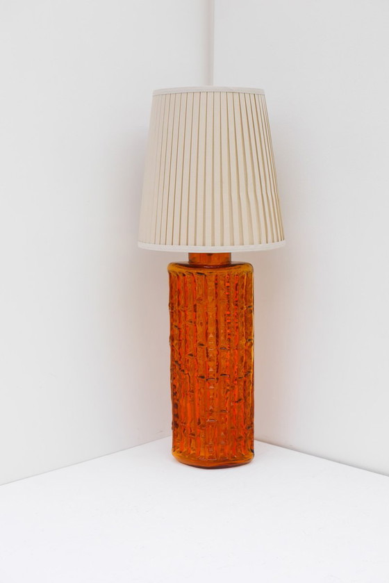 Grand Orange Glass Table Lamp by Gustav Leek for Orrefors, Sweden (photo 12 of 19)